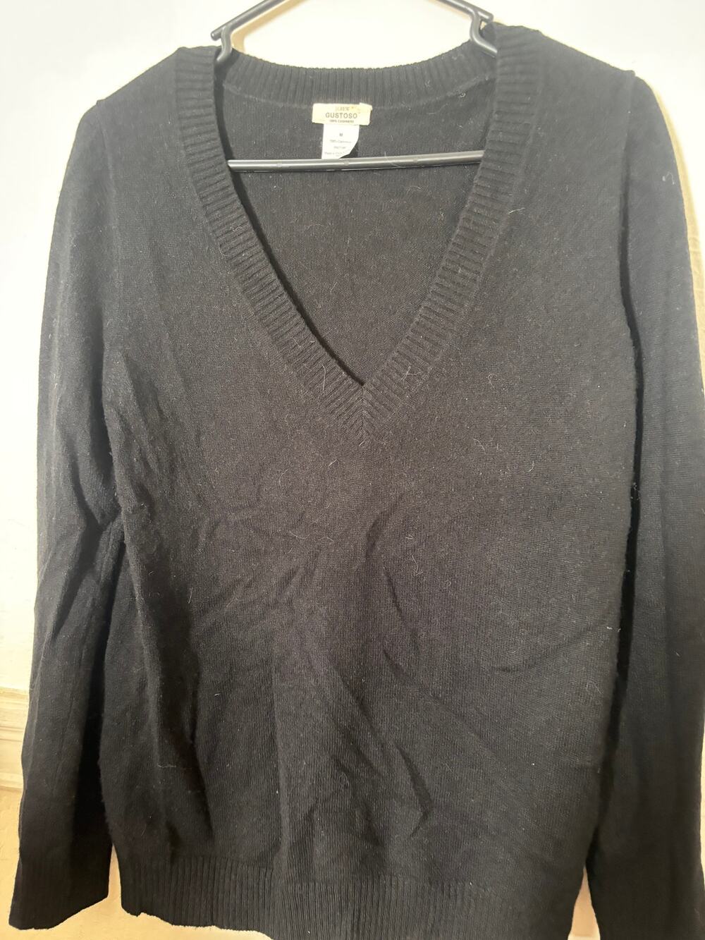 J.Crew Gustoso 100% Cashmere V Neck Sweater Women’s Medium Black